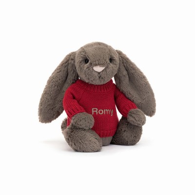Jellycat Bashful Truffle Bunny with Red Jumper UK | 01975XJML